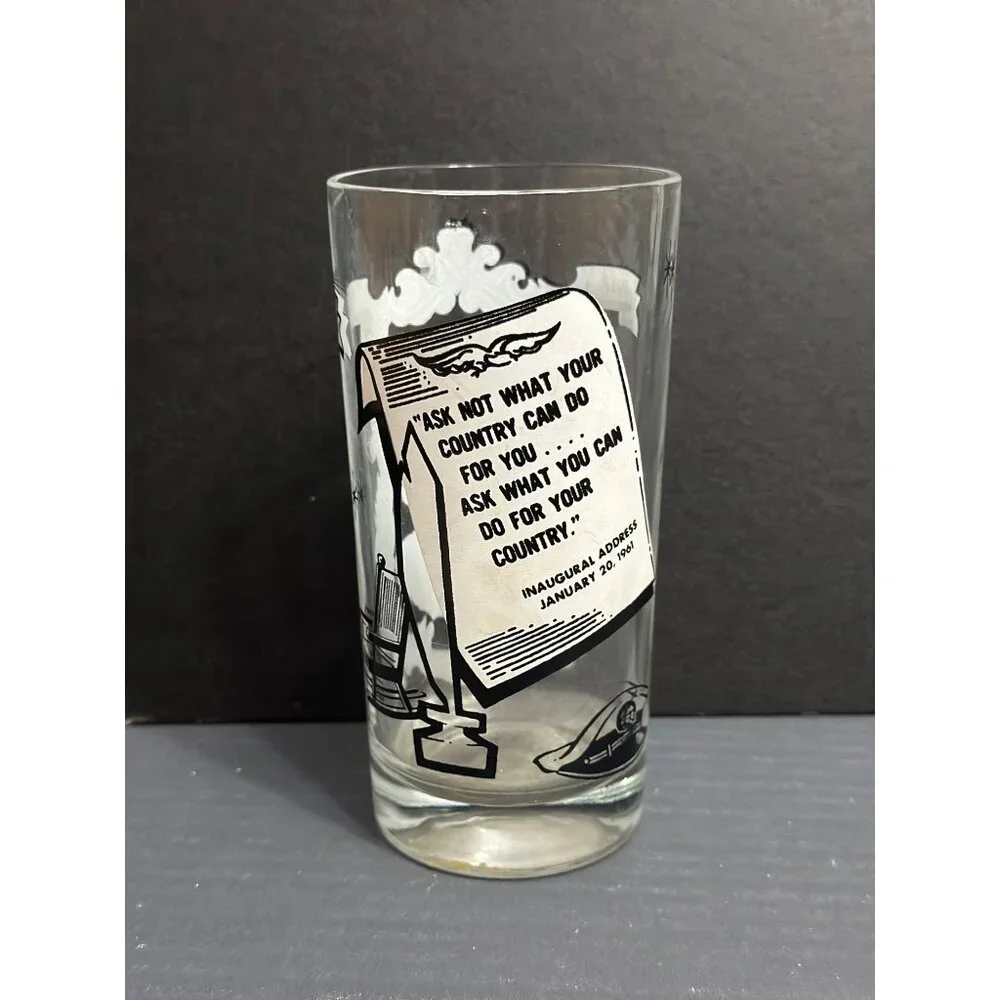 John F. Kennedy Commemorative inaugural quote  ask not quote Glass Tumbler bar w